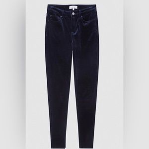 Reiss Lux velvet mid rise skinny trousers indigo